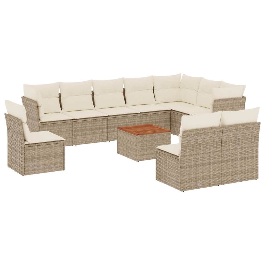 Set Divani da Giardino 11 pz con Cuscini Beige in Polyrattancod mxl 113599