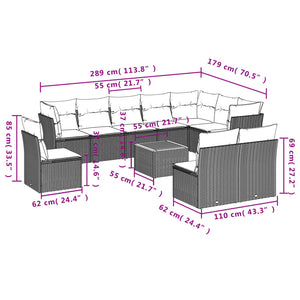 Set Divani da Giardino 11 pz con Cuscini Beige in Polyrattancod mxl 113599