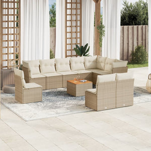 Set Divani da Giardino 11 pz con Cuscini Beige in Polyrattancod mxl 113599