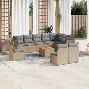 Set Divani da Giardino 11 pz con Cuscini Beige in Polyrattancod mxl 87918