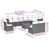 Set Divani da Giardino 11 pz con Cuscini in Polyrattan Grigiocod mxl 112652