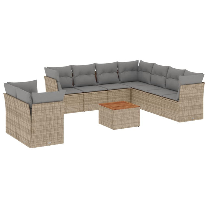 Set Divano da Giardino 10 pz con Cuscini Beige in Polyrattancod mxl 88273