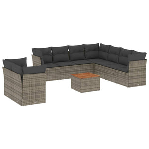 Set Divano da Giardino 10 pz con Cuscini Grigio in Polyrattancod mxl 111597