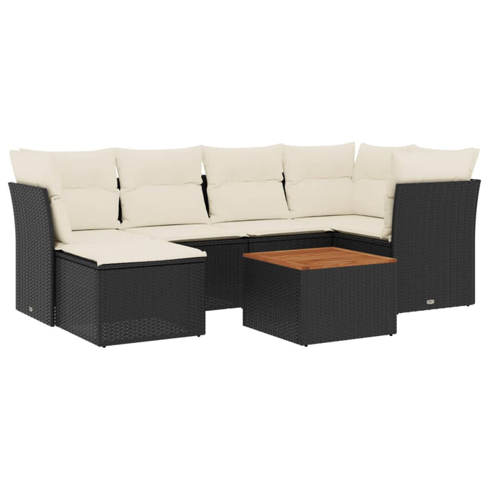 Set Divani da Giardino con Cuscini 7pz Nero Polyrattan 3223746