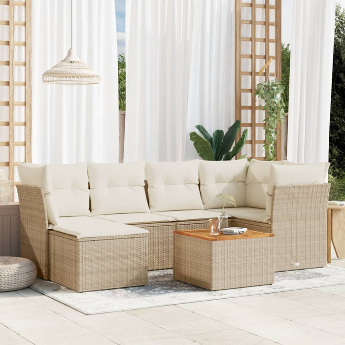 Set Divani da Giardino 7 pz con Cuscini Beige in Polyrattancod mxl 111948