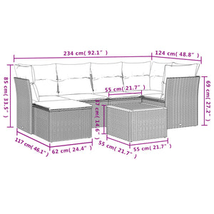 Set Divani da Giardino 7 pz con Cuscini Grigio in Polyrattan 3223750