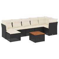 Set Divani da Giardino con Cuscini 8 pz Nero in Polyrattan 3223753