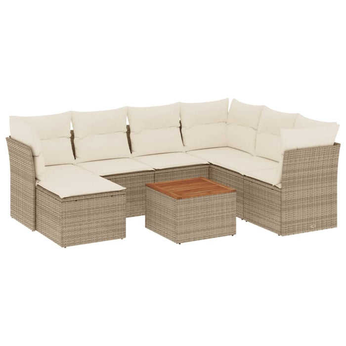 Set Divano da Giardino 8 pz con Cuscini Beige in Polyrattan 3223762