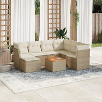 Set Divano da Giardino 8 pz con Cuscini Beige in Polyrattan 3223762