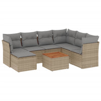 Set Divano da Giardino 8 pz con Cuscini Beige in Polyrattan 3223763