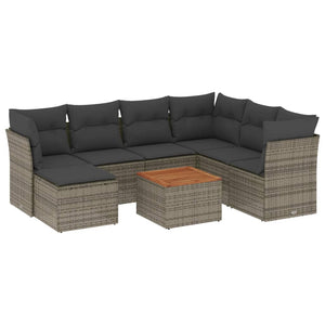 Set Divano da Giardino 8 pz con Cuscini Grigio in Polyrattan 3223764