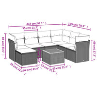 Set Divano da Giardino 8 pz con Cuscini Grigio in Polyrattan 3223764