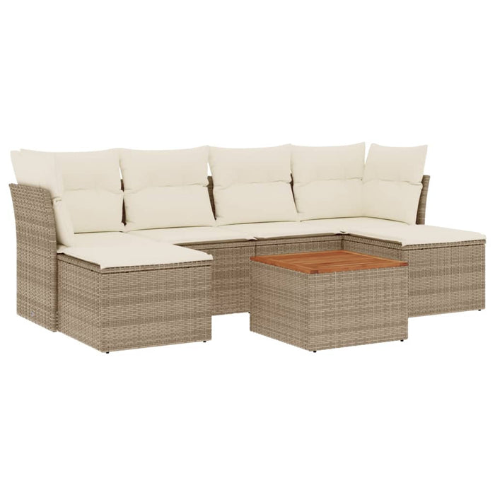 Set Divani da Giardino 7 pz con Cuscini Beige in Polyrattancod mxl 111950