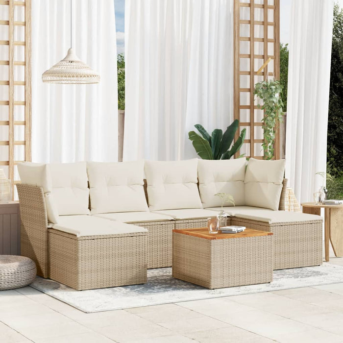 Set Divani da Giardino 7 pz con Cuscini Beige in Polyrattancod mxl 111950