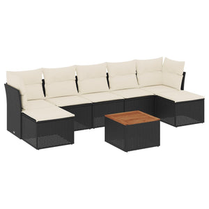 Set Divani da Giardino con Cuscini 8 pz Nero in Polyrattan 3223774