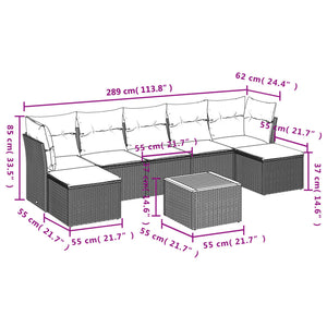 Set Divani da Giardino con Cuscini 8 pz Nero in Polyrattan 3223774