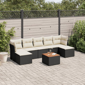 Set Divani da Giardino con Cuscini 8 pz Nero in Polyrattan 3223774