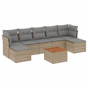 Set Divano da Giardino 8 pz con Cuscini Beige in Polyrattan 3223777