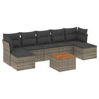 Set Divano da Giardino 8 pz con Cuscini Grigio in Polyrattan 3223778