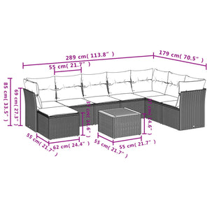 Set Divani da Giardino 9 pz con Cuscini Nero in Polyrattan 3223780