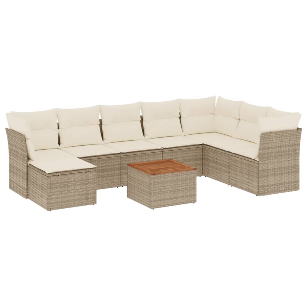 Set Divano da Giardino 9 pz con Cuscini Beige in Polyrattancod mxl 113380