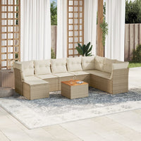 Set Divano da Giardino 9 pz con Cuscini Beige in Polyrattancod mxl 113380