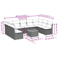 Set Divani da Giardino 10pz con Cuscini in Polyrattan Nerocod mxl 111953