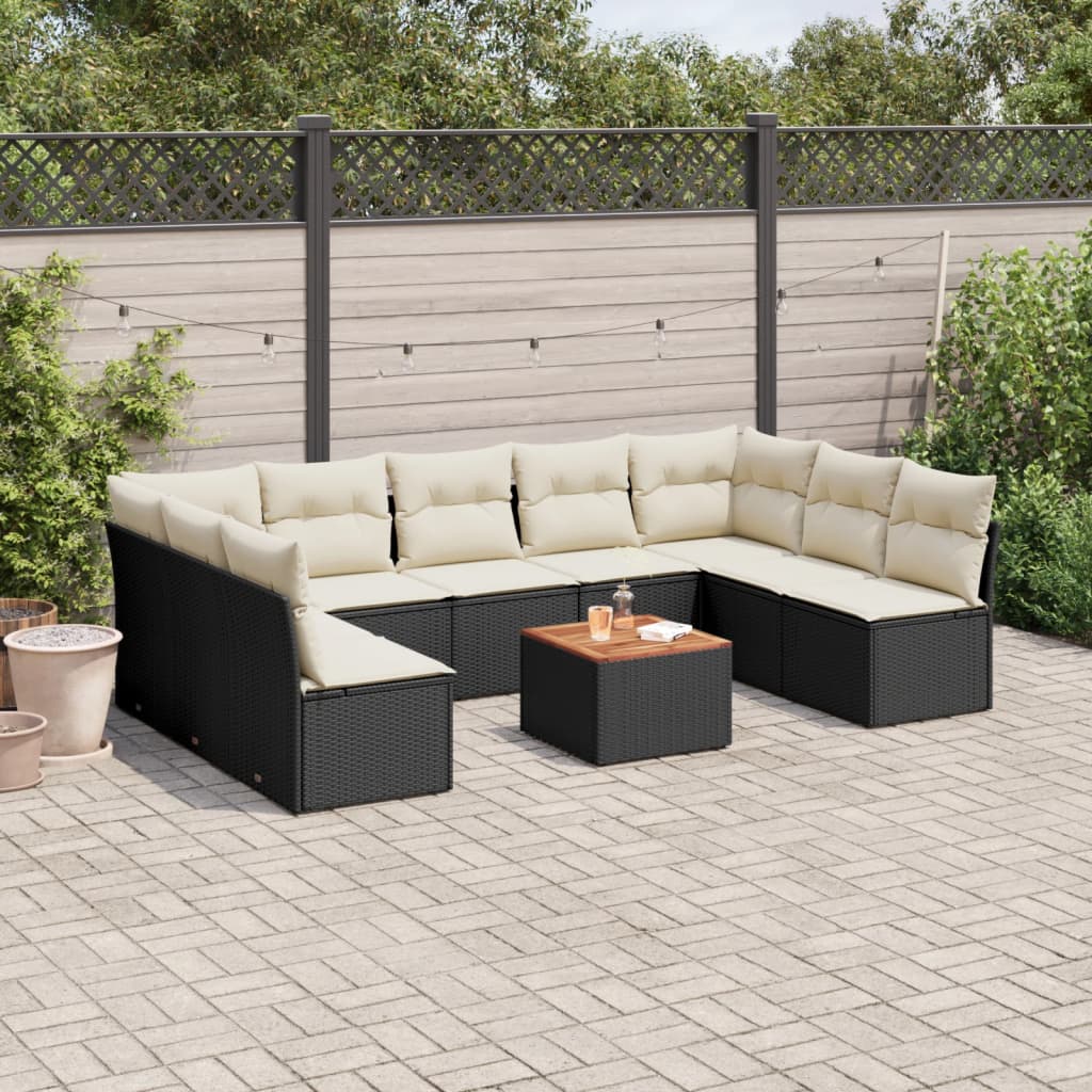 Set Divani da Giardino 10pz con Cuscini in Polyrattan Nerocod mxl 111953