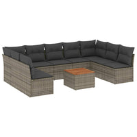 Set Divano da Giardino 10 pz con Cuscini Grigio in Polyrattan 3223792