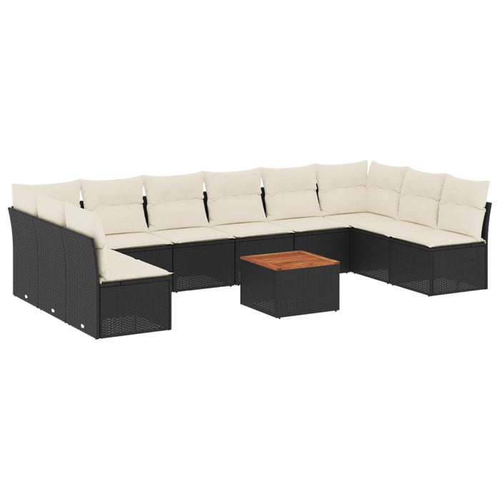 Set Divani da Giardino 11 pz con Cuscini in Polyrattan Nero 3223795