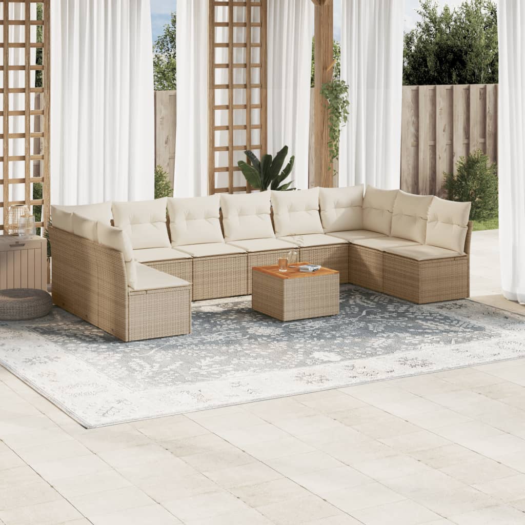 Set Divani da Giardino 11 pz con Cuscini Beige in Polyrattancod mxl 111611