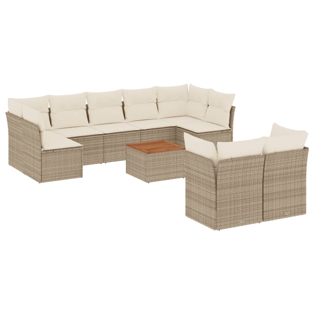 Set Divano da Giardino 10 pz con Cuscini Beige in Polyrattancod mxl 111954