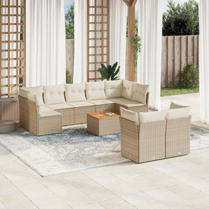 Set Divano da Giardino 10 pz con Cuscini Beige in Polyrattancod mxl 111954