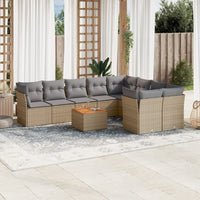 Set Divano da Giardino 10 pz con Cuscini Beige in Polyrattancod mxl 87598