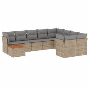 Set Divano da Giardino 10 pz con Cuscini Beige in Polyrattancod mxl 117174