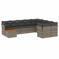 Set Divano da Giardino 10 pz con Cuscini Grigio in Polyrattan 3223827