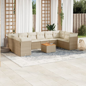 Set Divani da Giardino 11 pz con Cuscini Beige in Polyrattancod mxl 111957