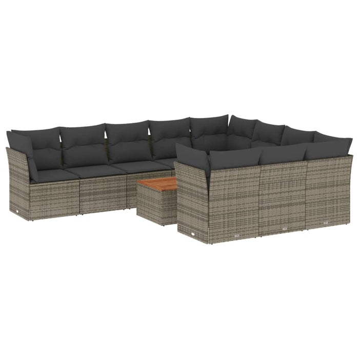 Set Divani da Giardino 11 pz con Cuscini in Polyrattan Grigio 3223841