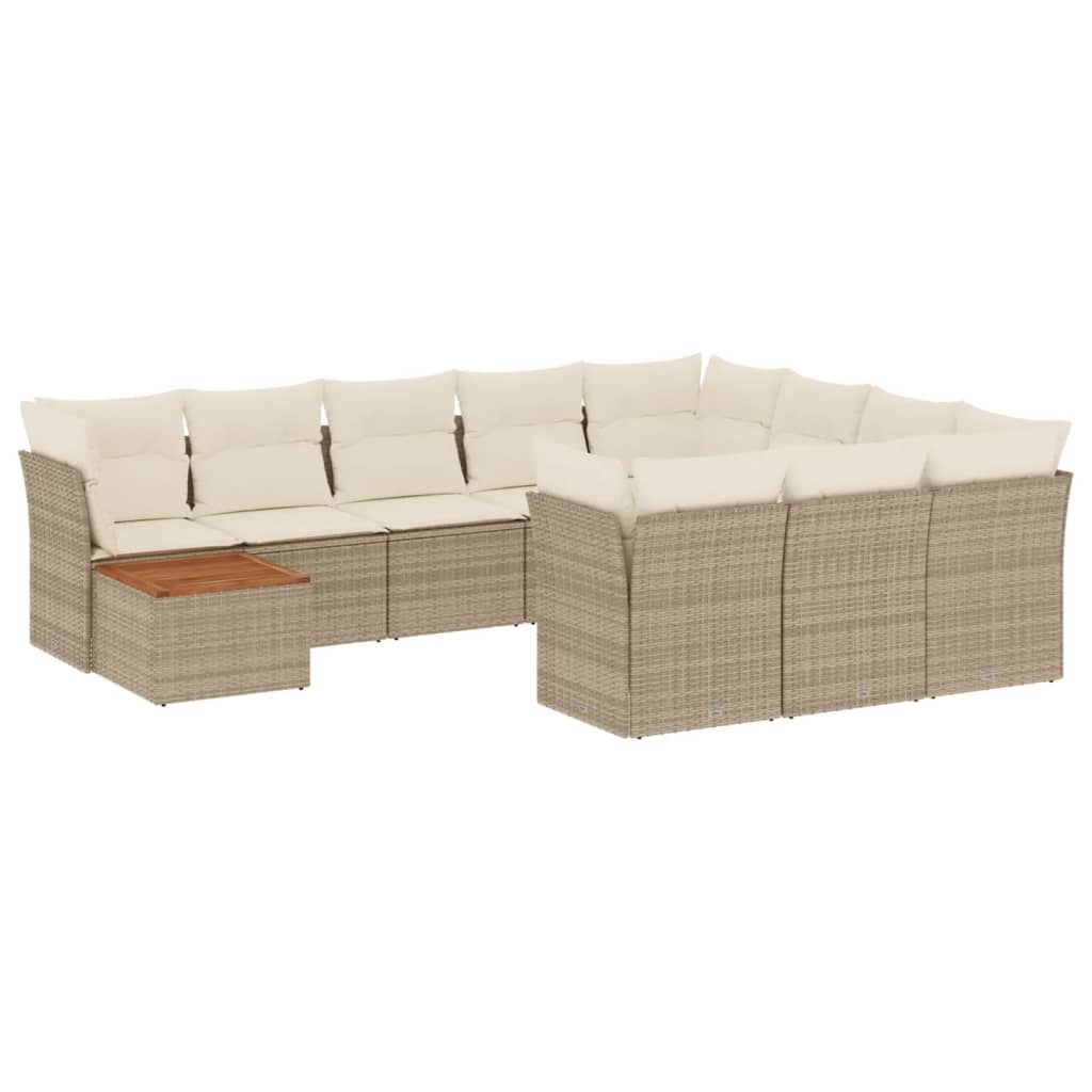 Set Divani da Giardino 11 pz con Cuscini Beige in Polyrattan 3223846