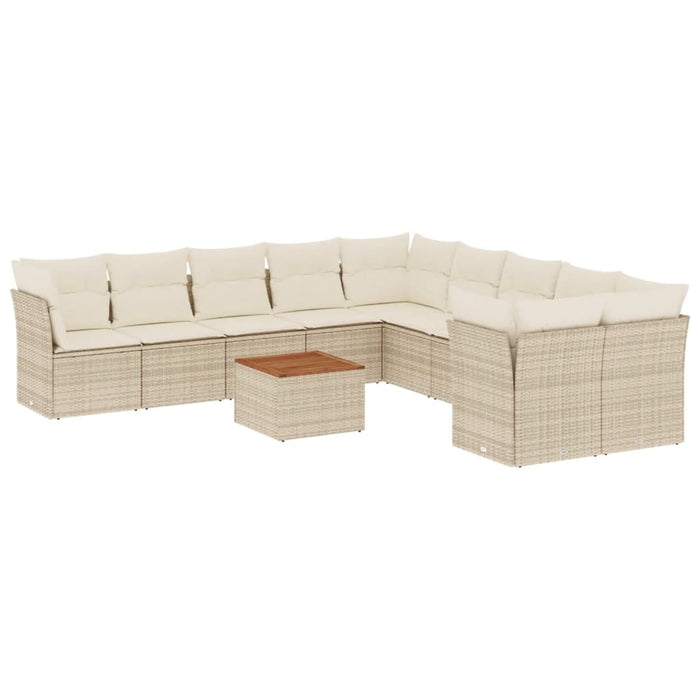 Set Divani da Giardino 11 pz con Cuscini Beige in Polyrattancod mxl 114276