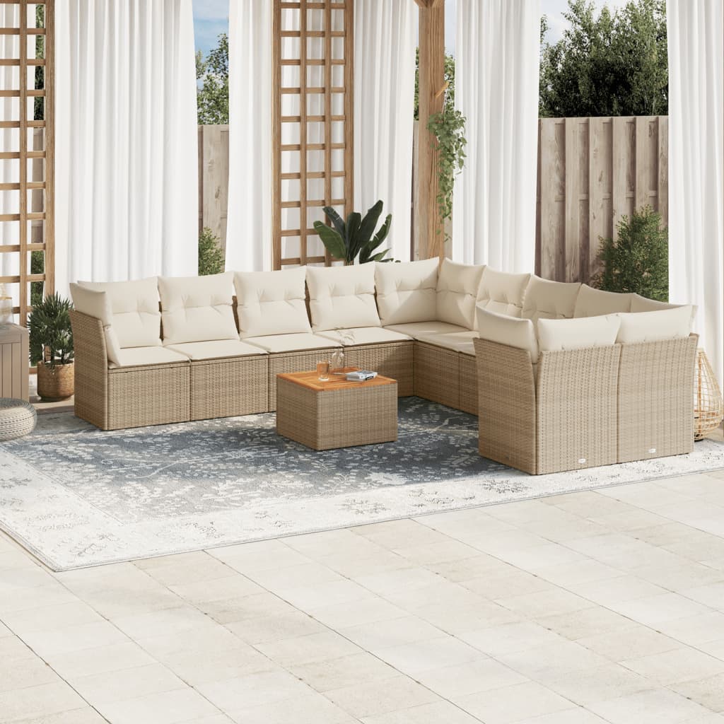 Set Divani da Giardino 11 pz con Cuscini Beige in Polyrattancod mxl 114276