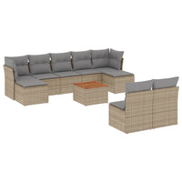 Set Divano da Giardino 10 pz con Cuscini Beige in Polyrattan 3223861