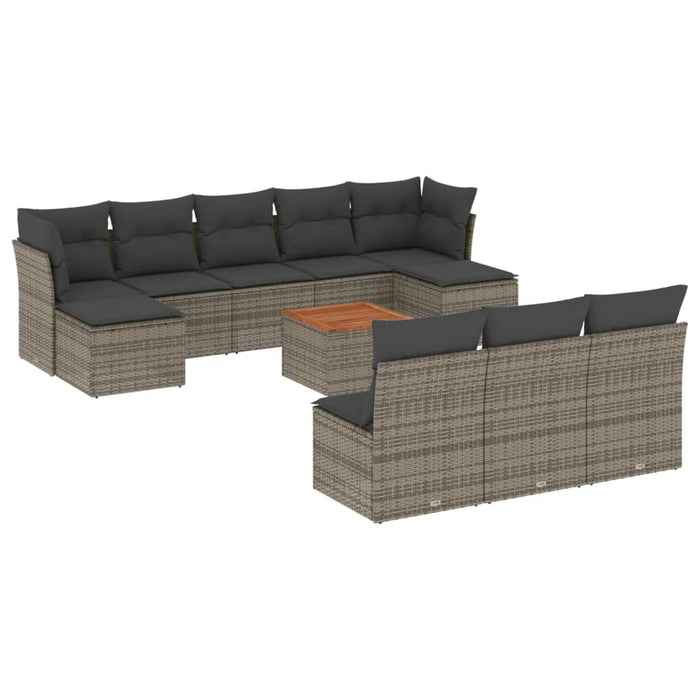 Set Divani da Giardino 11 pz con Cuscini in Polyrattan Grigio 3223869