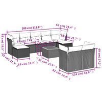 Set Divano da Giardino 10 pz con Cuscini Grigio in Polyrattan 3223876