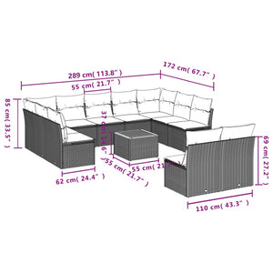 Set Divani da Giardino 12 pz con Cuscini Nero in Polyrattancod mxl 88082