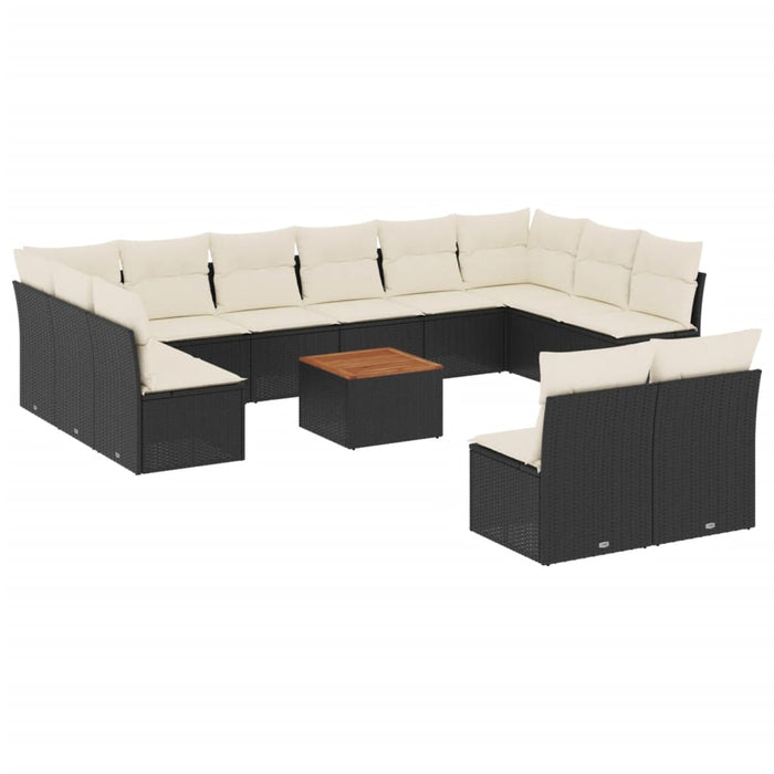 Set Divani da Giardino 13pz con Cuscini Nero in Polyrattancod mxl 111615