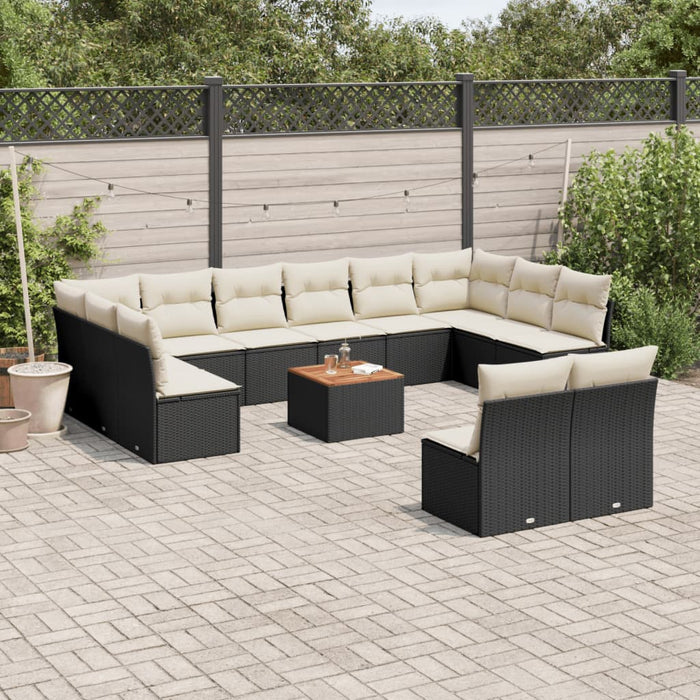 Set Divani da Giardino 13pz con Cuscini Nero in Polyrattancod mxl 111615