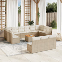 Set Divani da Giardino 14pz con Cuscini in Polyrattan Beige 3223902