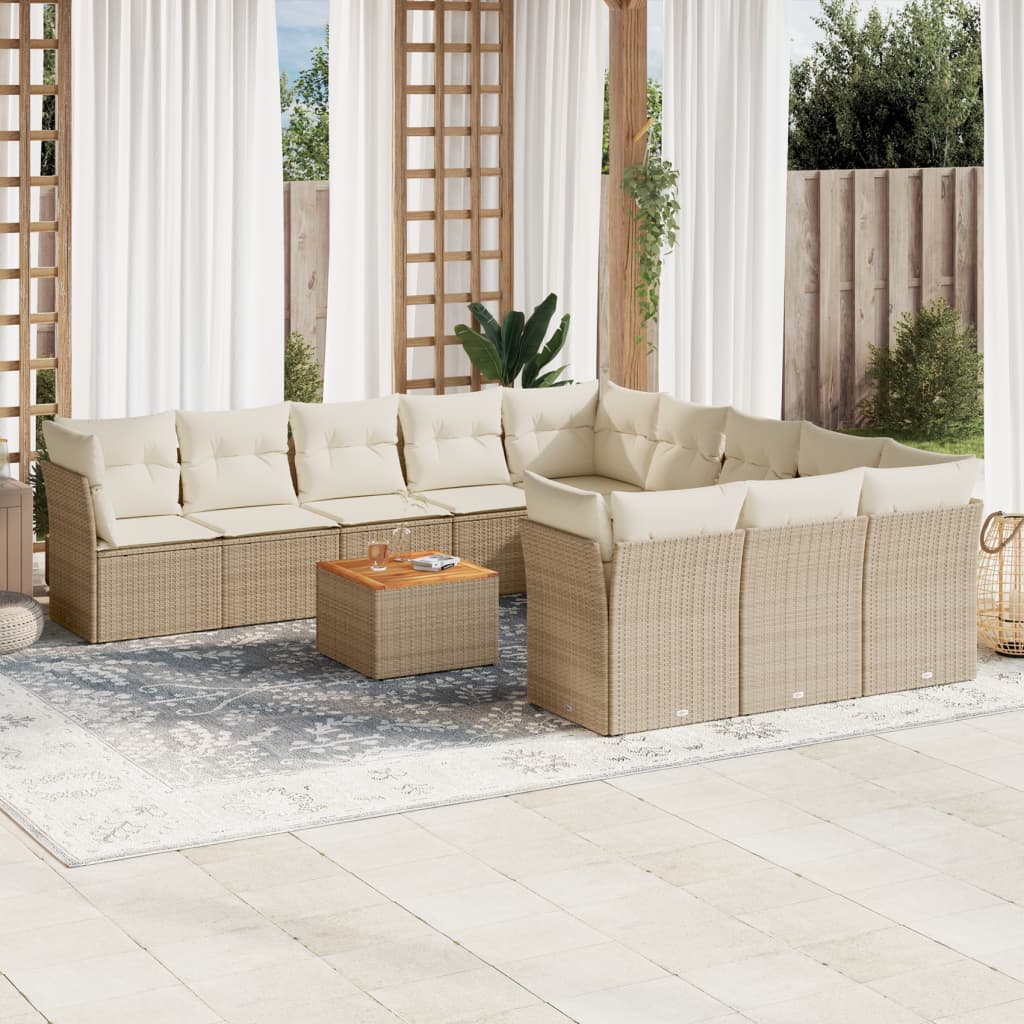 Set Divani da Giardino 12 pz con Cuscini Beige in Polyrattancod mxl 111727