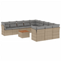 Set Divani da Giardino 12 pz con Cuscini Beige in Polyrattan 3223910